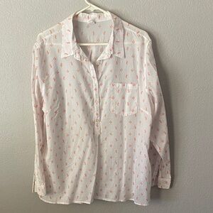 GAP White and Orange Cactus Print Shirt